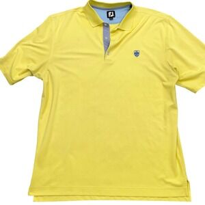 FottJoy Polo Shirt Men XL Yellow Golf Brookside Country Club‎ Logo Short Sleeve